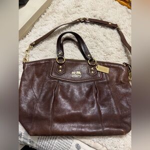 Vintage Coach Madison Claire mahogany leather 2way bag.